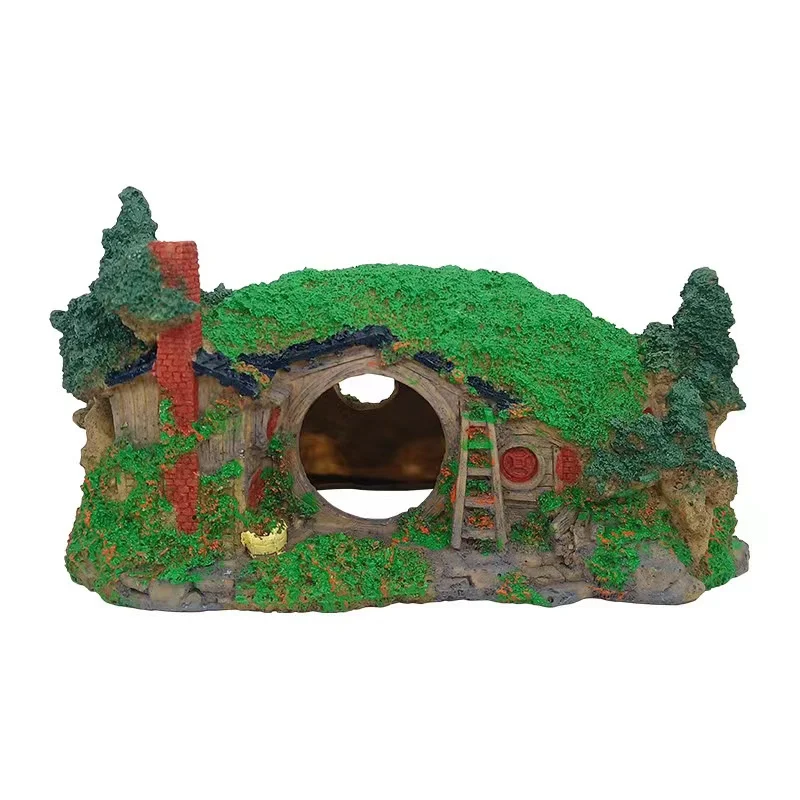 Fish Tank Aquascape Castle Fish And Shrimp Hiding House Hermit Crab Rettile House Hobbit Tree House