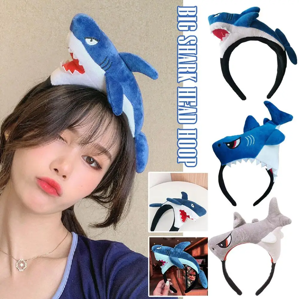 Cartoon Shark Hair Band Cute Funny Animal Wash Face Headwear Day Girls Fascia Dress Cappello Per Bambini Hoop Ocean Up Hair Mak