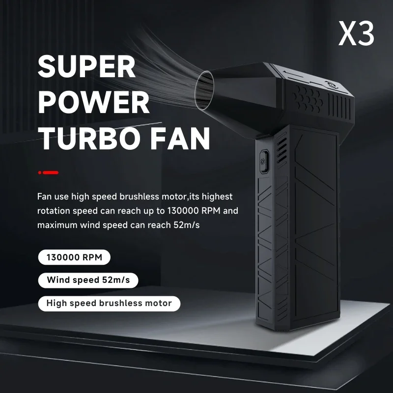 3Nd Generation X3 Blower Violento Mini Turbo Jet Fan Motore Brushless Portatile 130,000 Rpm Velocità Del Vento 52 M/S Ventilatori Per Condotti Industr