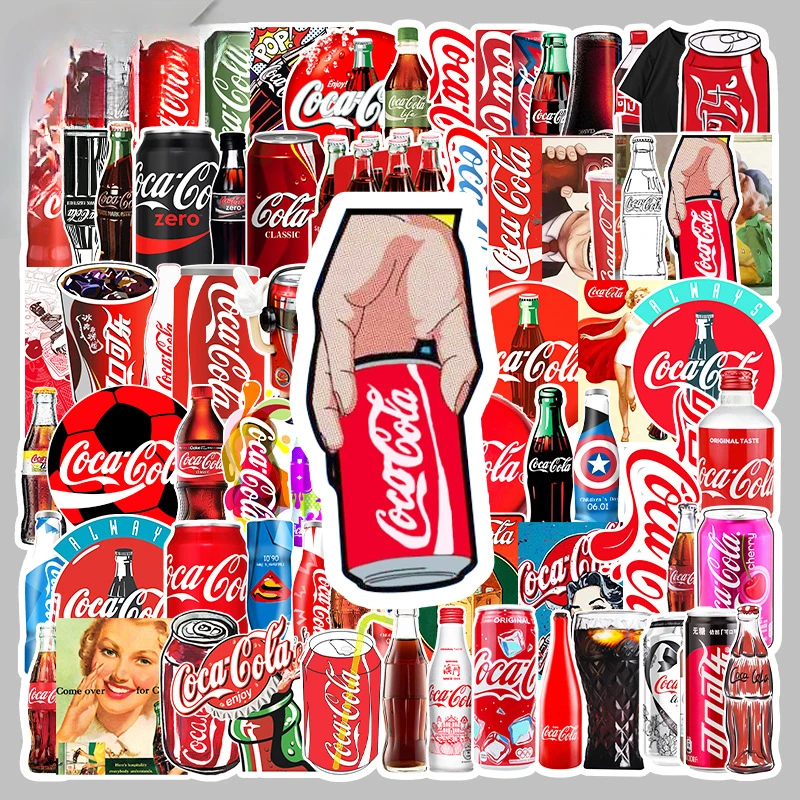 25/50 Pcs Coca-Cola No Repeat Airplane Sticker Skateboard Snowboard Adesivo In Vinile Vintage Graffiti Notebook Bag Bike Sticker