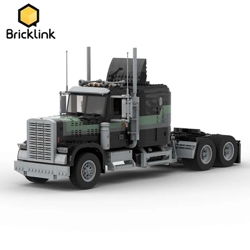Bricklink Moc Technical Car Freightliners Flc Truck Set City Freight Container Trattore Rimorchio Veicoli Building Blocks Giocattoli Per Bambini