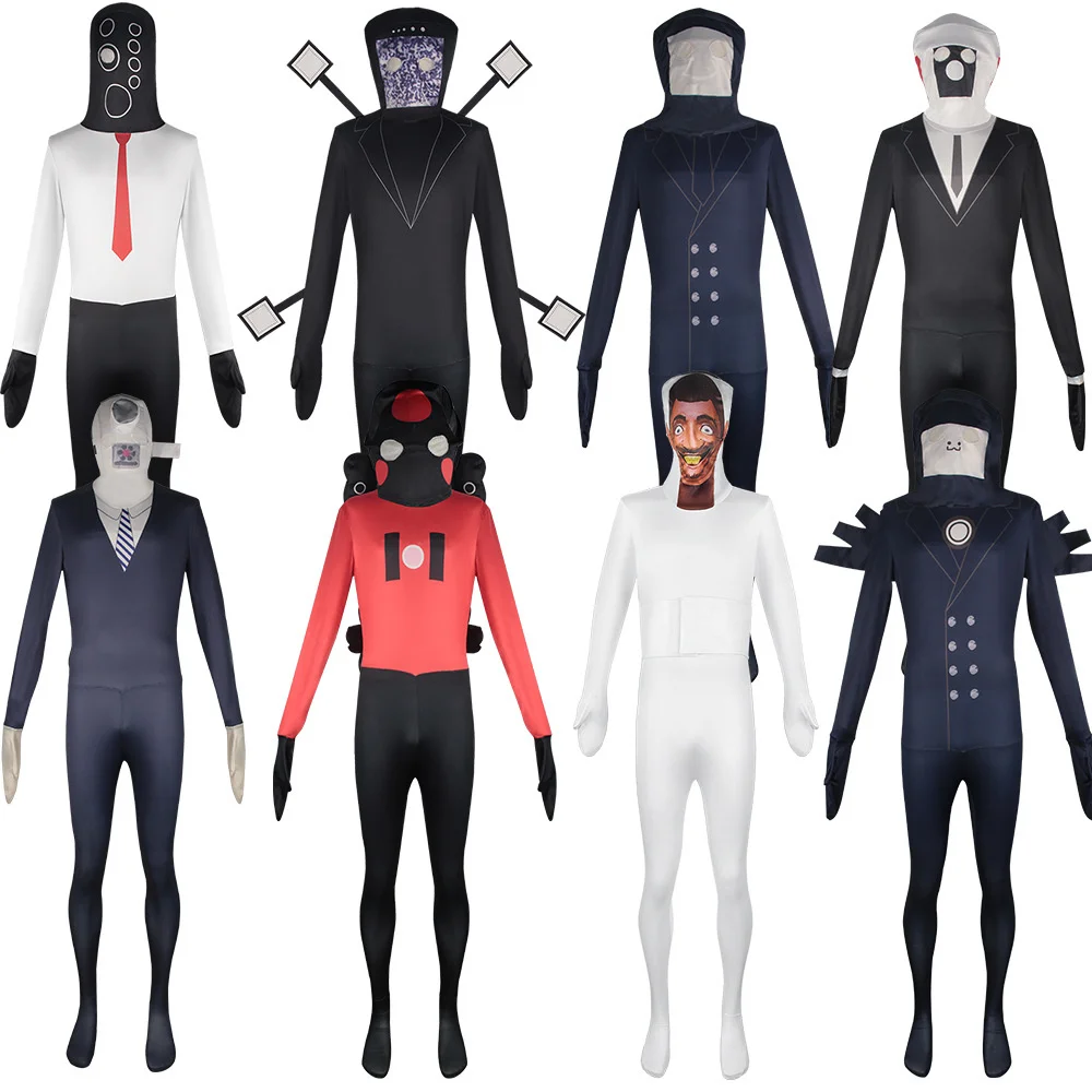 Skibidi Toilet Costume Cosplay Per Bambini Adulti Halloween Body Speaker Man Tv Man Tuta Mask Game Cos Cloth