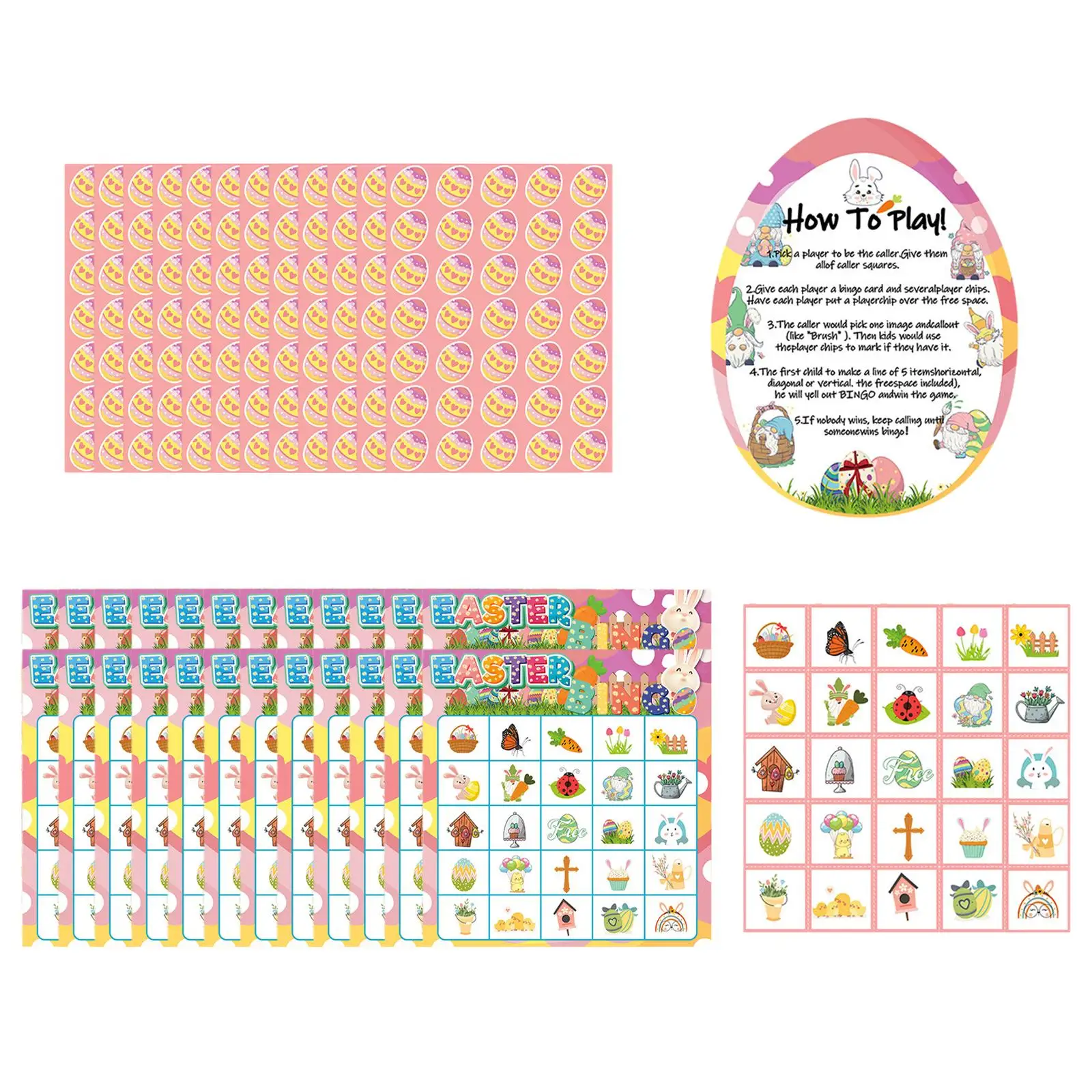 Easter Bingo Game Bingo Calling Cards And Stickers Per Bambini Bambini Adulti Attività Familiari Al Coperto Attività Familiari In Classe