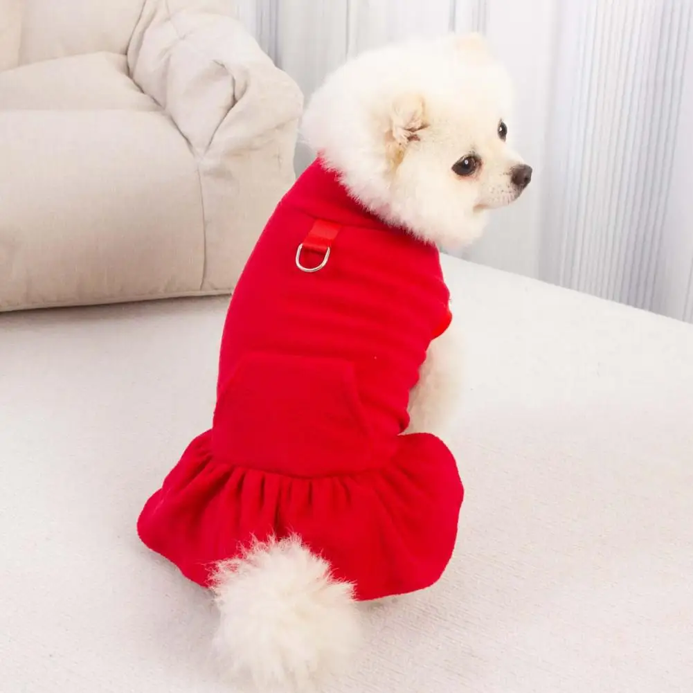 Warm Pet Dress Cute Pet Dress Cozy Fleece Pet Dress Elegante Abito Con Orlo A Pieghe Per Cani Di Taglia Piccola E Media Abbigliamento Invernale Per Cu