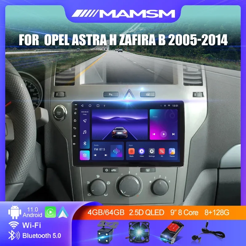 Mamsm Android 12 Autoradio Per Opel Astra H Zafira B 2005-2014 Lettore Video Multimediale Gps Carplay Lettore Di Navigazione Automatica 8 + 128G