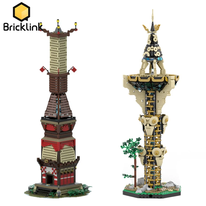 Bricklink Ideas Game Zeldaed Tears Of The Kingdom Skyview Tower And Breath Of The Wild Sheikah Tower Building Blocks Giocattoli Regalo