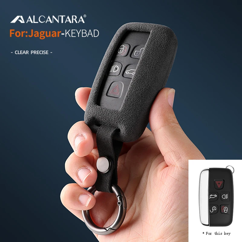 Per Jaguar Xj Xe Xf Xfl Xel F-Pace F-Type Alcantara Key Case Cover Holder Key Shell Buckle Accessori
