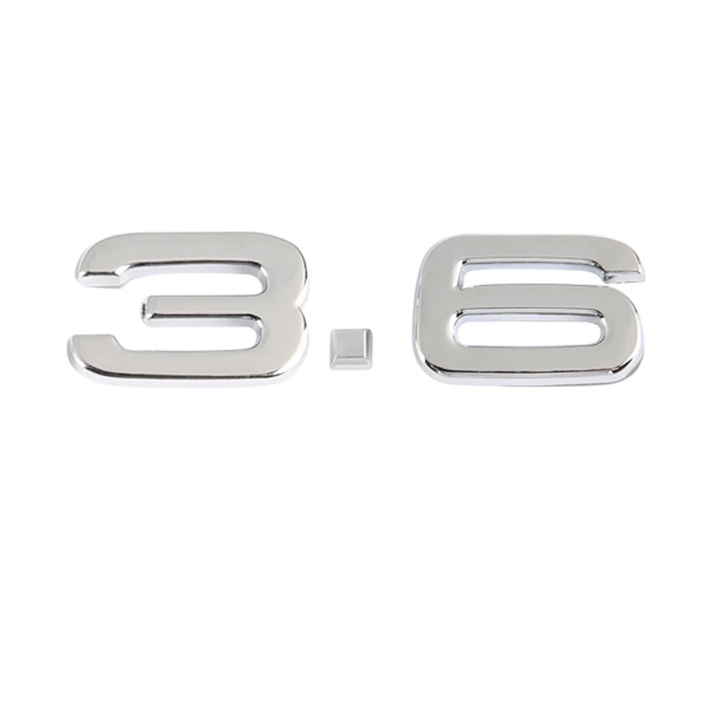 Per Audi 3.6 Lettering Emblem Sticker Logo Flat Badge Car Silver
