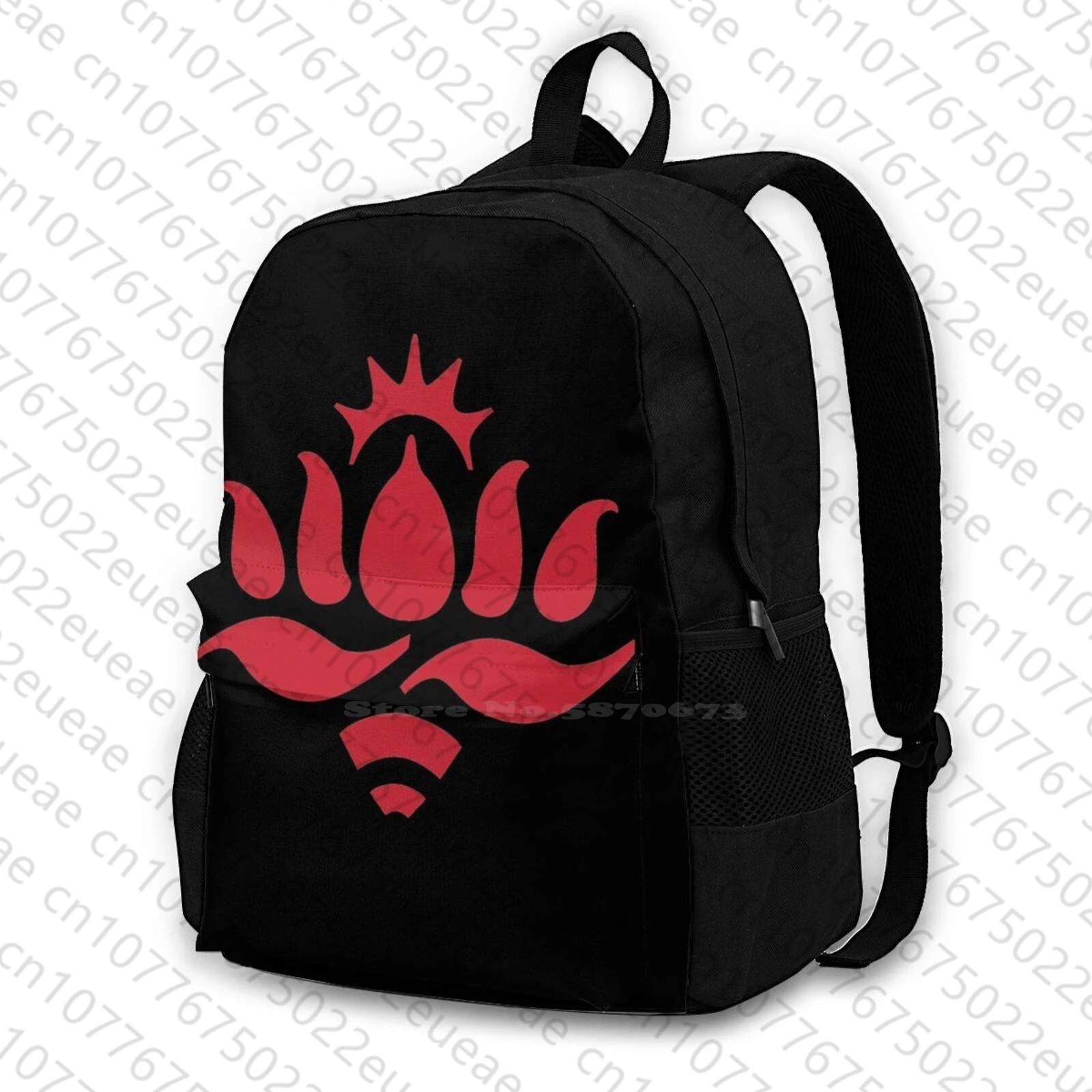 Red Lotus Logo Sfondo Nero Laptop Da Viaggio Bagpack Borse Da Scuola Red Lotus Wing Chun Wing Tsun Ving Tsun Tai Chi