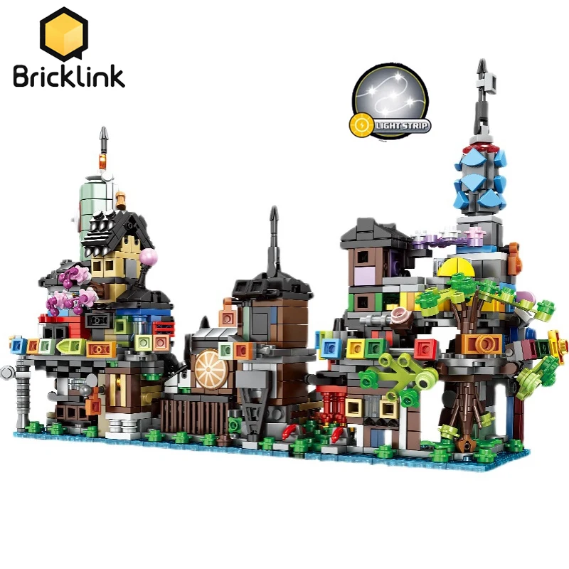 Bricklink Creative Expert 3 In 1 Movie Ninja City Giardini Street View House Set 71741 Building Blocks Giocattoli Per Bambini Regalo Di Natale