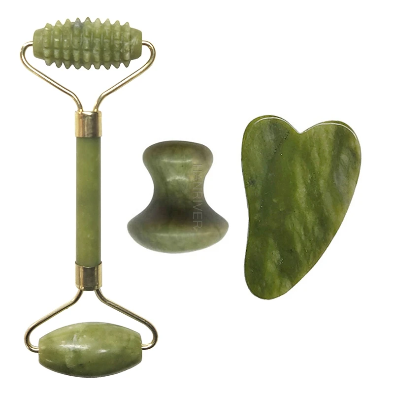 Contenitore Di Bellezza In Giada Naturale Rullo A Doppia Testa Rullo Di Giada Bastone Per Massaggio Facciale Strumento Per Massaggio Del Corpo Multifu