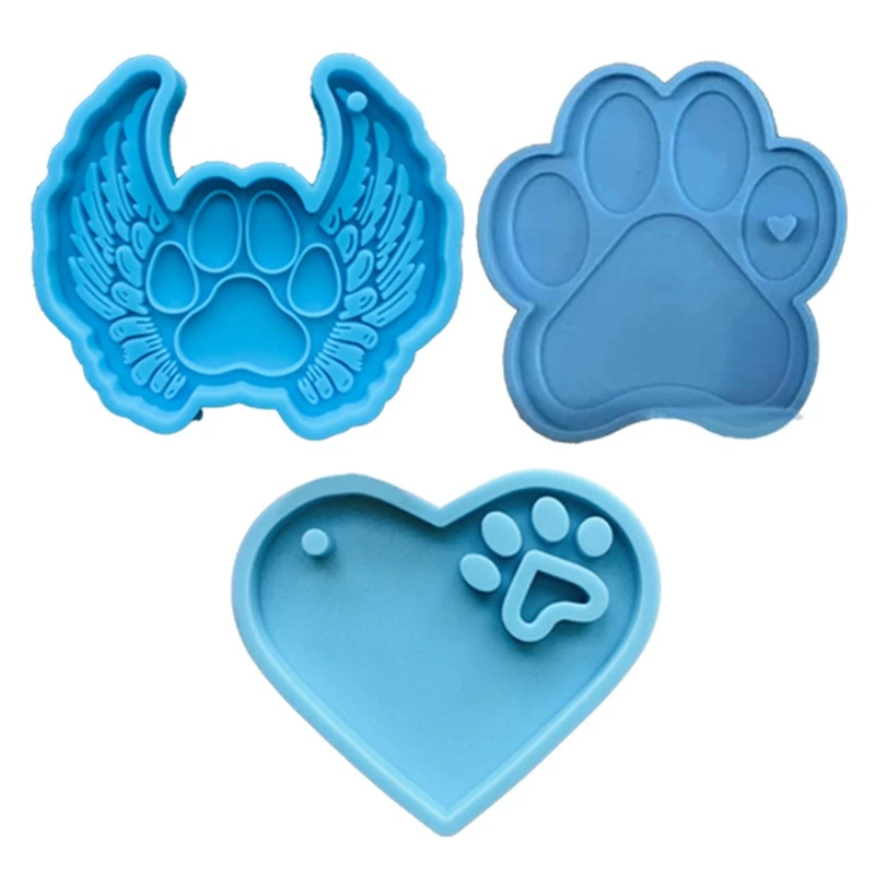 Y1Ub Zampe Cani Pendenti Stampi In Silicone Artigianato Fai-Da-Te Zampe Cani Portachiavi Stampo Per Colata Collana Fatta A