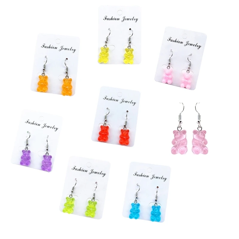 Y1Ub Orecchini Con Orsetto Gommoso 1 Paio Orecchini A Bottone Con Orsetto In Resina Divertente Regalo Ornamentale