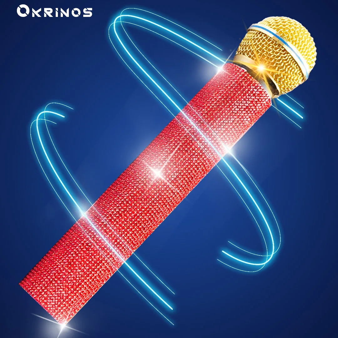 Custodia Per Microfono Rosso Con Strass Per Shure Slx2 - Sm58 Beta 58 Microfono Wireless Bling Crystal Gold Sleeve Sostituzione