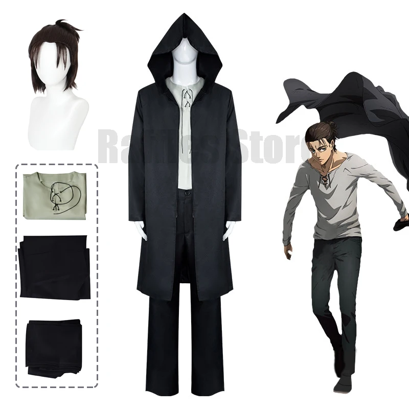 Attack Eren Jaeger Yeager Cosplay Costume Parrucca Titan Shingeki Kioyin Ultima Stagione Parrucca Cosplay Anime Cosplay Coat Pnat Party Suit