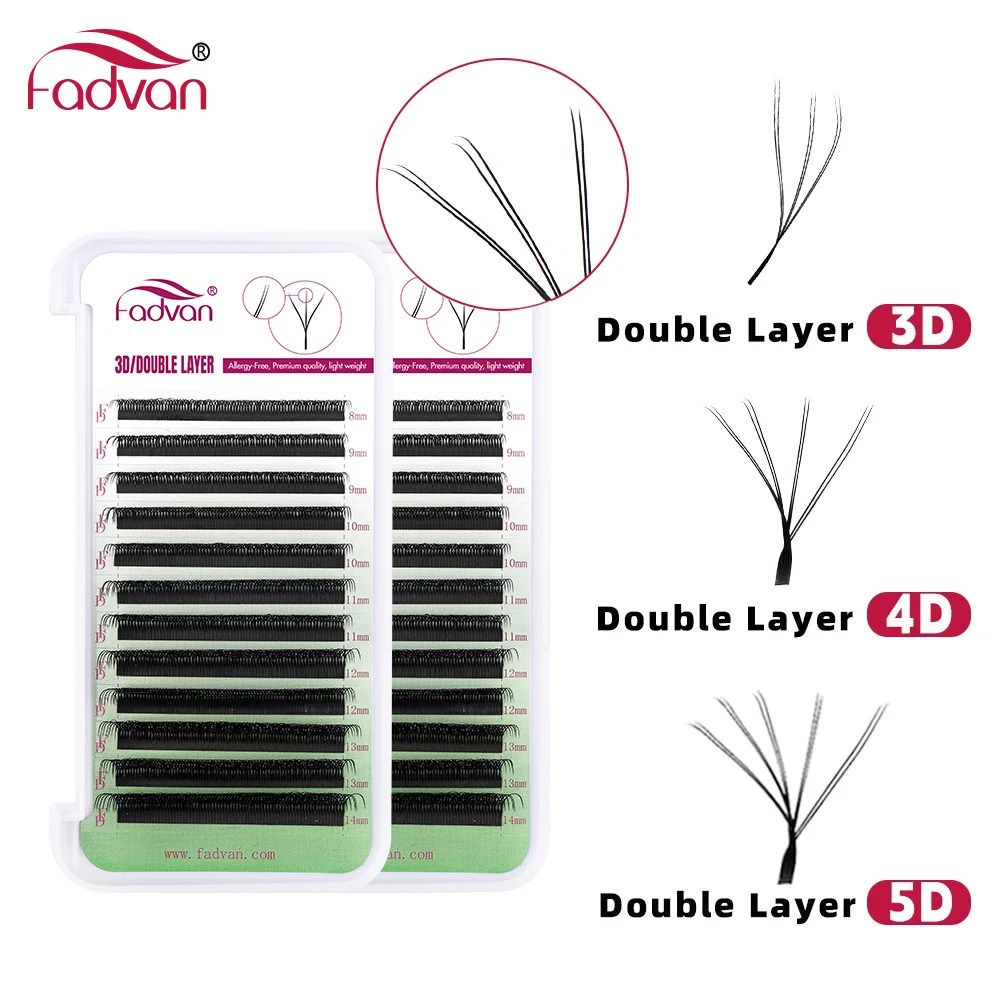 Fadvan 8D W Lashes Double Layer 4D W Shape Lash Extensions Natural Soft Volume Fan Lashes 6D/8D/10D Premade Volume Fan Lashes