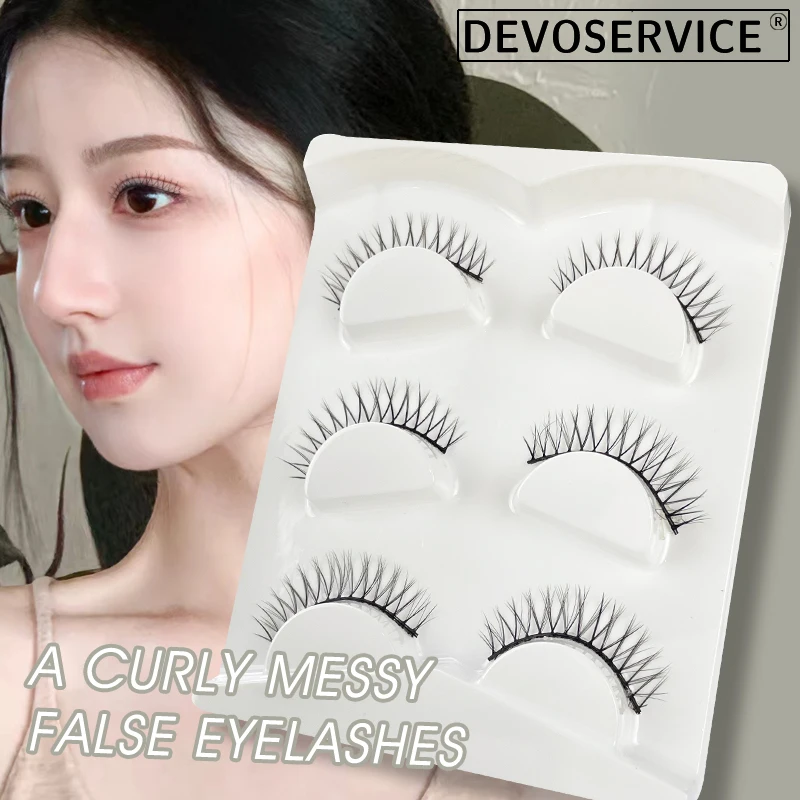 Devoservice Lashes Faux Mink Lashes 3 Pairs 6D Ciglia Finte Wispy Fluffy Strip Lashes Ciglia Finte Estensione Ciglia Riutilizzabili