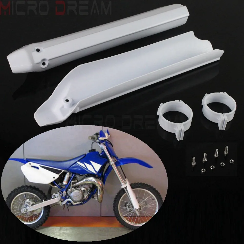 2 Pz Bianco Motocross Protezione Forcella Per Kawasaki Honda Suzuki Yamaha Exc Sx Crf Drz Klx Wrf Yzf 125 250 300 426 450