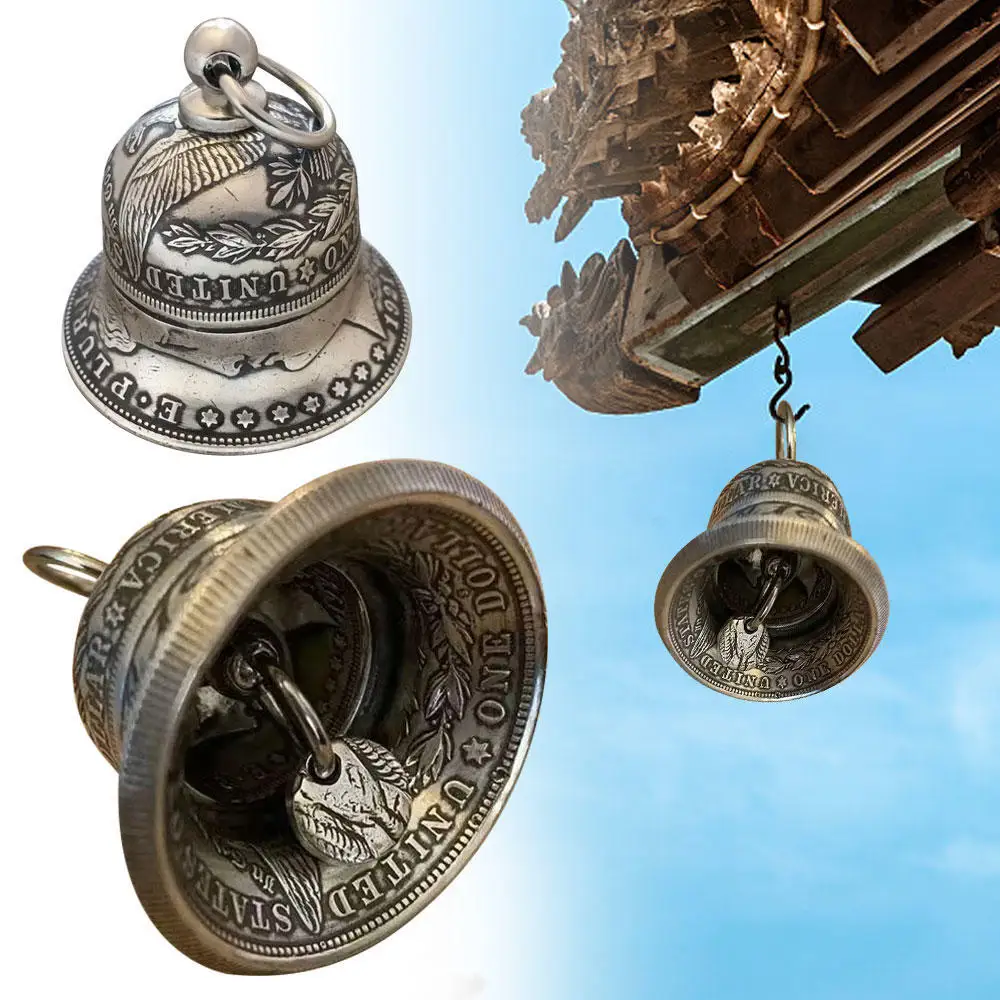Retro Morgan Silver Dollar Bell American Silver Coin Craft Oggetti Da Collezione Ornamenti Pendenti Campane Decorazioni Per La Casa Hanging Halloweeng