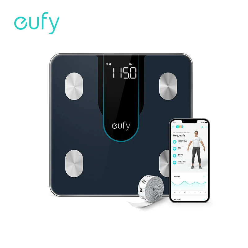 Eufy Smart Scale P2 Bilancia Da Bagno Digitale Con Wi-Fi Bluetooth15 Misure Compreso Peso, Grasso Corporeo Bmi 50G/0.1 Lb