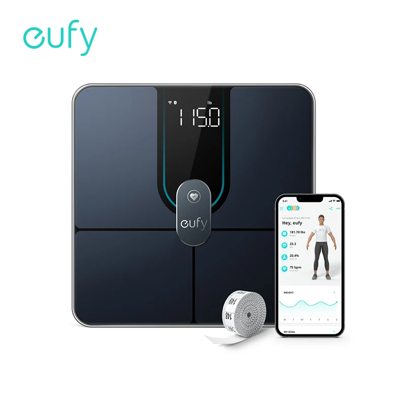 Eufy Smart Scale P2 Pro Bilancia Da Bagno Digitale Wi-Fi Bluetooth 16 Misure Compreso Il Peso Della Frequenza Cardiaca Grasso Corporeo