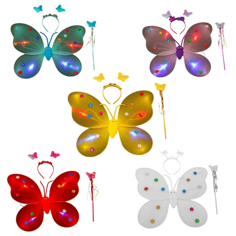 Led Light Up Performance Costume Butterfly Fairy Angel Wings Funny Dress Up Butterfly Wing Sparkle Costume Cospays Prop