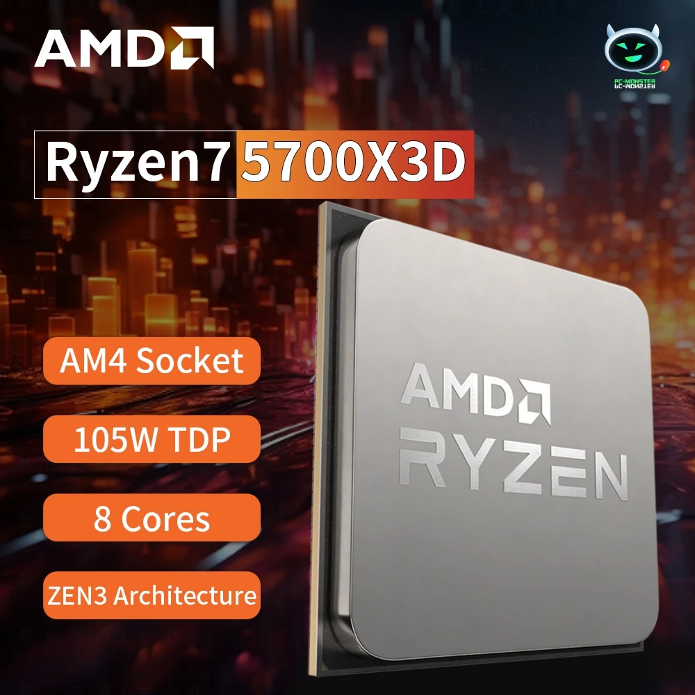 Nuovo Processore Di Gioco Cpu Amd Ryzen 7 5700X3D 8-Core 16-Thread 4.1Ghz 7Nm 100Mb Socket Di Gioco Processore Cpu Am4 Marca 2024