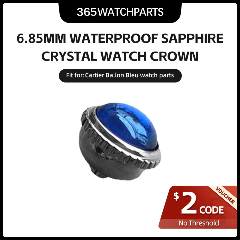 Corona Per Orologio In Cristallo Zaffiro Impermeabile Da 6.85Mm Per Accessori Per Avvolgimenti Cartier Blue Ballon Bleu
