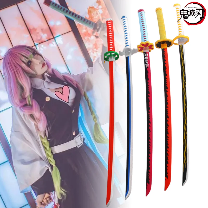 Real Size Demon Slayer Katana Anime Kimetsu No Yaiba Mitsuri Cosplay Prop Ninja Knife Japanese Samurai Sword Arma Kid Toy Gift