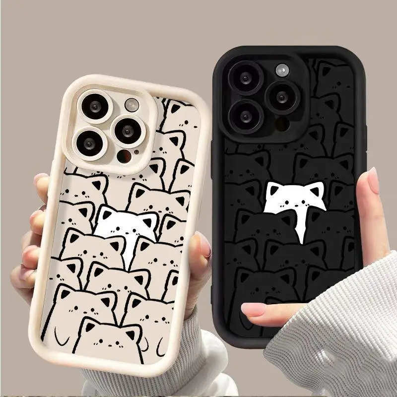 Cute Black White Bear Case Per Infinix Zero 30 5G Hot 30I 40 10 20 Play Note 30 Pro Smart 8 7 Tecno Spark 10 Cover Matte Couqe