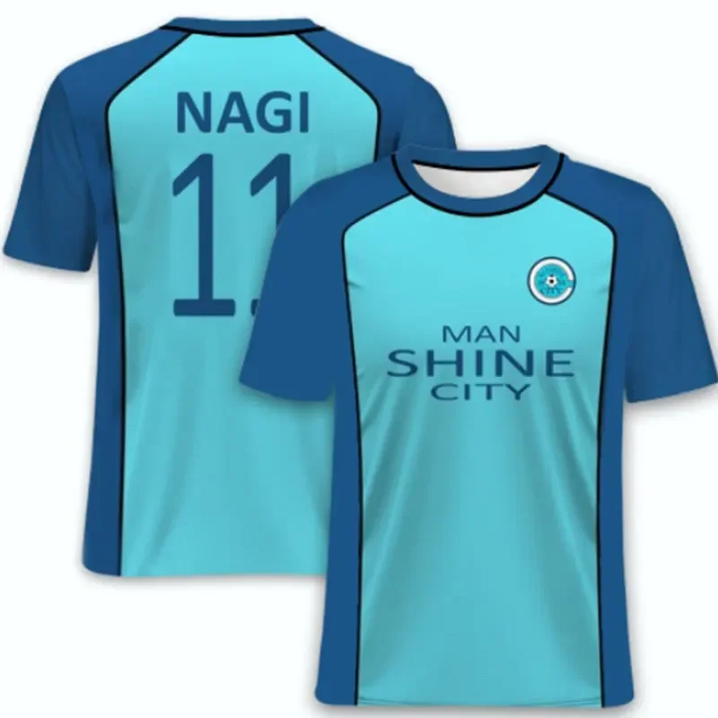 2023 3D New Summer 4 Jersey Anime Blue Lock Man Shining City Role Play Bola Manga T-Shirt Girocollo