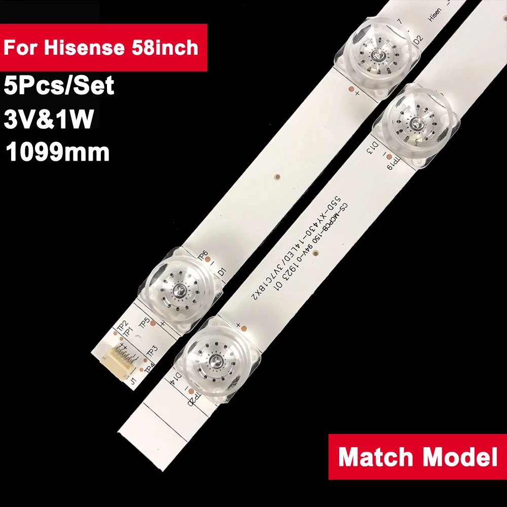 5 Pz/Set 1099Mm 58 Pollici Striscia Di Retroilluminazione A Led Per Hisense 10Led Lente Quadrata 58 Q620U 58 R6E 58 V1A 58 H6550E Muslimah Hz58A55 58 