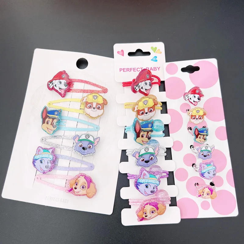 6 Pz/Set Paw Patrol Cartoon Accessori Suit Chase Marshall Skye Hair Clip Hair Rope Ring Neonate Decorazione Carina Regali Per Bambini