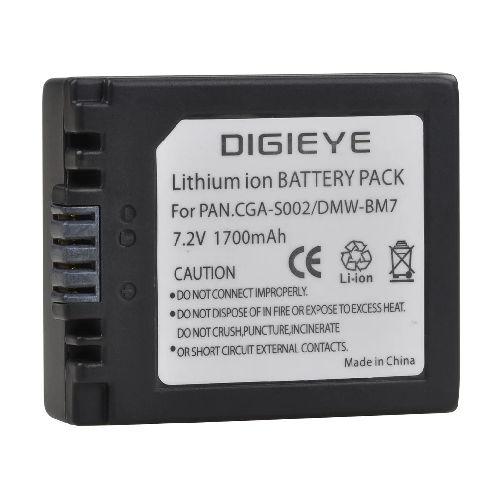 Sostituzione Batteria Dmw-Bm7 Per Cgr-S002E S002A Compatibile Con Panasonic Lumix Dmc-Fz1 Fz2 Fz3 Fz4 Fz5 Fz10 Fz15 Fz20