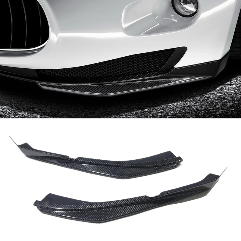 For Maserati-Granturismo 2007-2020 Real Carbon Fiber Anterior Wrap Angle Front Car Spoiler Trim Bumper Lip Body 2 Pcs