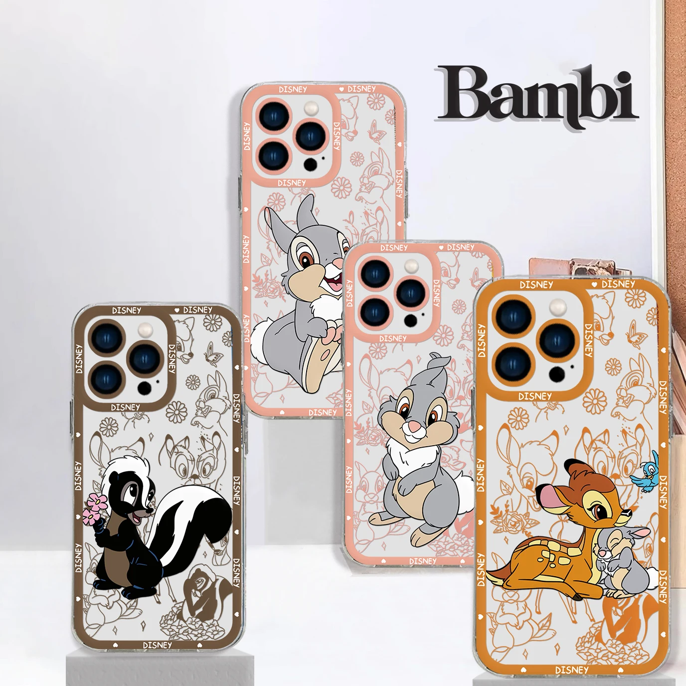 Custodia Per Telefono Thumper Cute Bambi Per Iphone 15 14 13 12 Mini 11 Pro Max Xr Xs 6 6S 7 8 Se20 Plus Cover Trasparente In Silicone Morbido