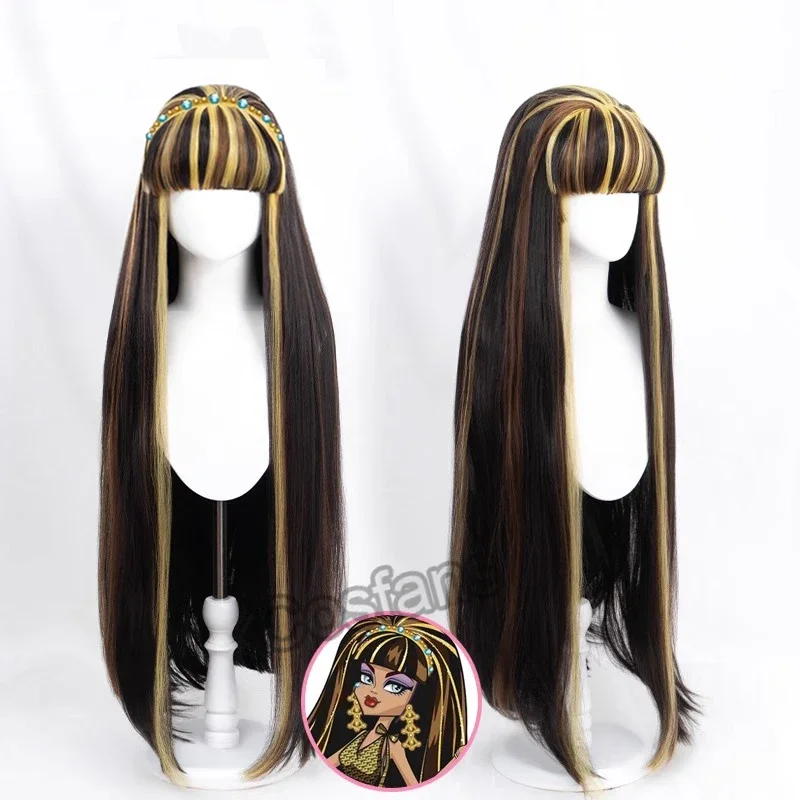 Gioco Cleo De Nile Parrucca Anime Monster High Cleo De Nile Cosplay Parrucca Carina Capelli Parrucca Sintetica Resistente Al Calore Donna Lunga