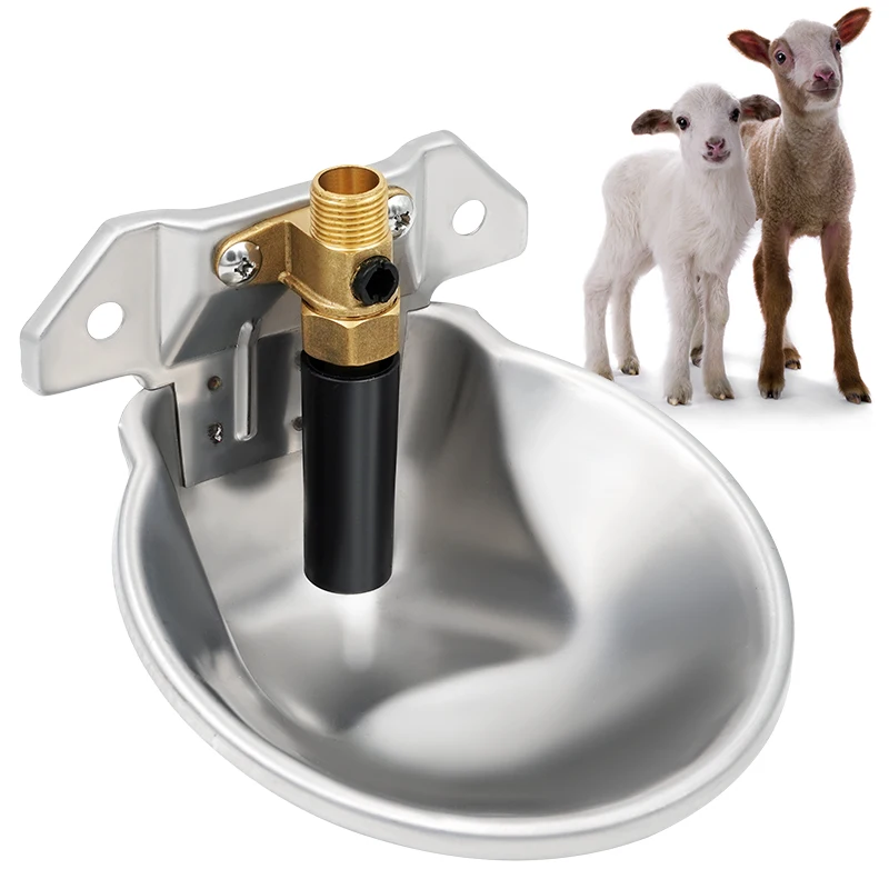 New Automatic Sheep Water Bowl Stainless Steel Drinking Goat Lamb Drinker Water Bowl With Copper Valve Farm Feeding Equipment
