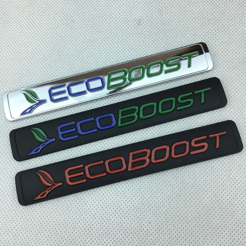 3D Metal Ecoboost Logo Car Fender Emblem Trunk Badge Per Ford Fiesta Focus Mustang 2 3 Fusion Mondeo Ecoboost Sticker Accessorie