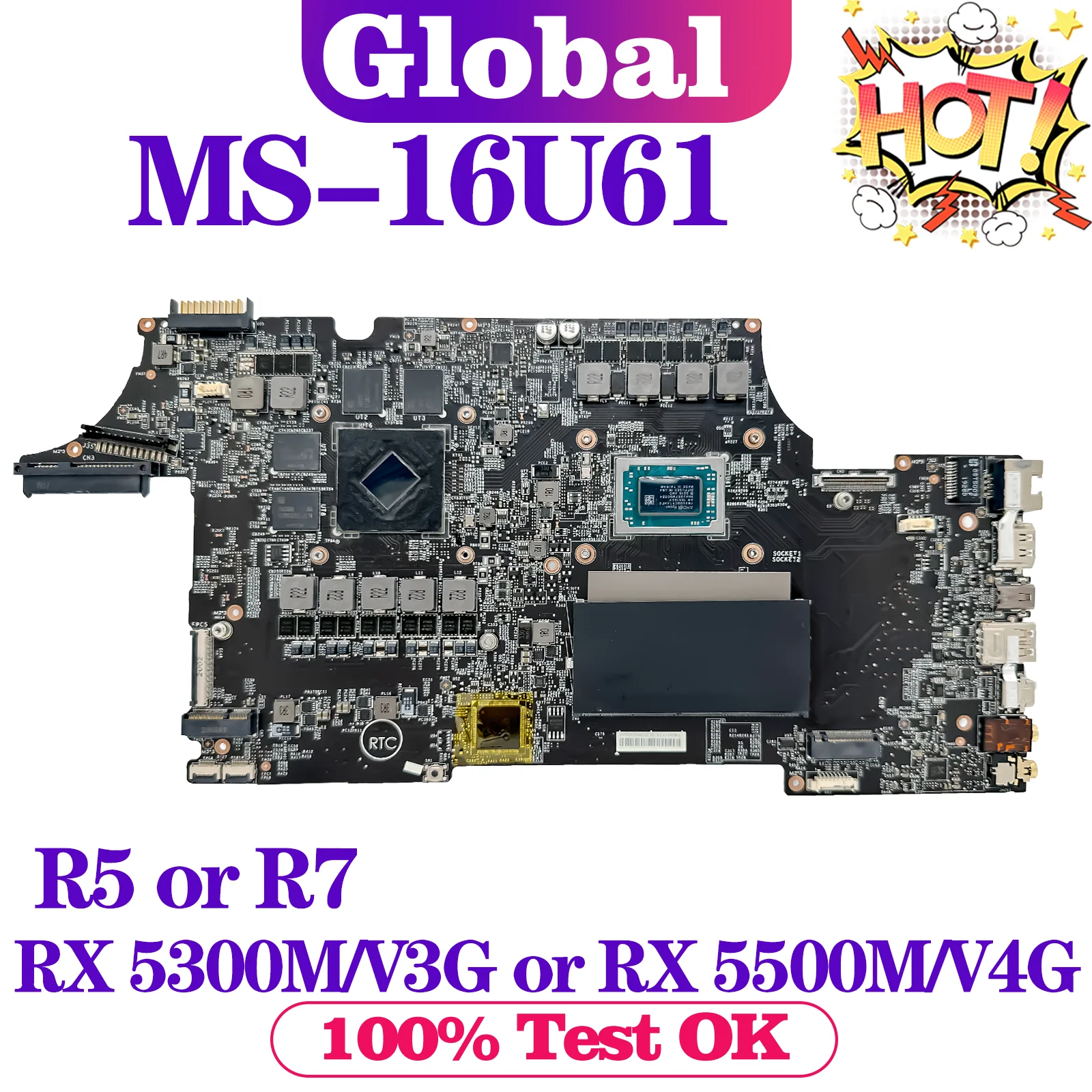 Scheda Madre Kefu Per Scheda Madre Portatile Msi Alpha 15 Ms-16 U61 Ms-16U6 R5 R7 3Th Gen Rx-5500M/V4G Rx-5300M/V3G