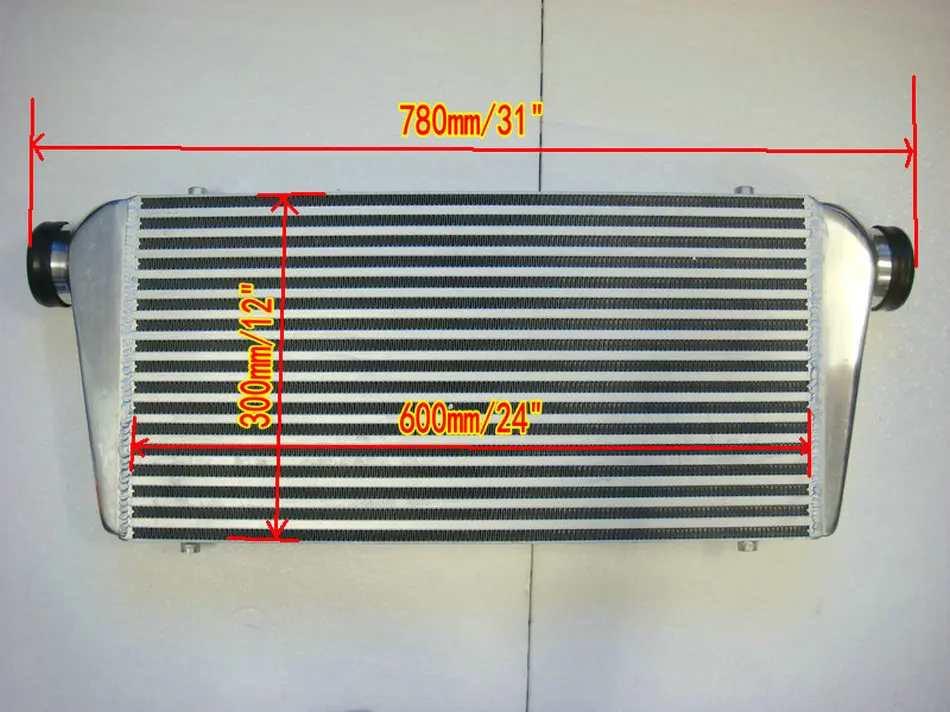 Universal Front Mount Aluminum Intercooler 775*329*93Mm ,74.5Mm Inlet/Outlet High Flow Light Weight Turbo Super Charger System