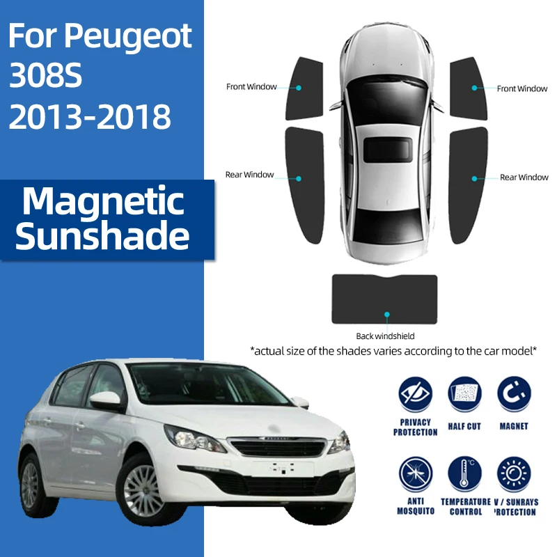 Parasole Magnetico Per Auto Parabrezza Anteriore Lunotto Posteriore Parasole Tenda Per Peugeot 208 301 308 408 508 2010-2021