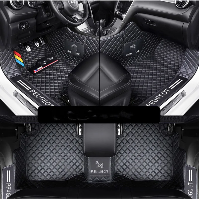 High Quality Leather Car Floor Mat For Peugeot  301 307 408 2008 508 3008 5008 308 Accessories Interior