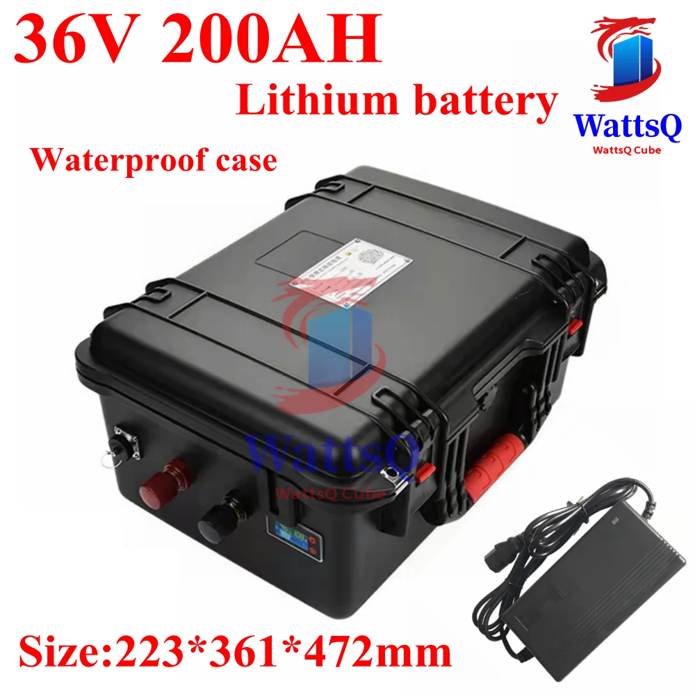 36V 200Ah Batteria Agli Ioni Di Litio 100A Bms Li Ion Per Inverter Rv Da 3000W Solare + Caricatore 10A