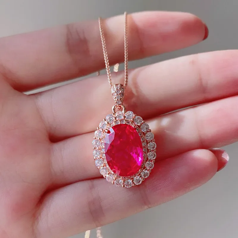 Newjewelry Simulazione Pigeon Blood Red Treasure 18K Rose Gold Large Pigeon Egg 8*10 Ruby Ring