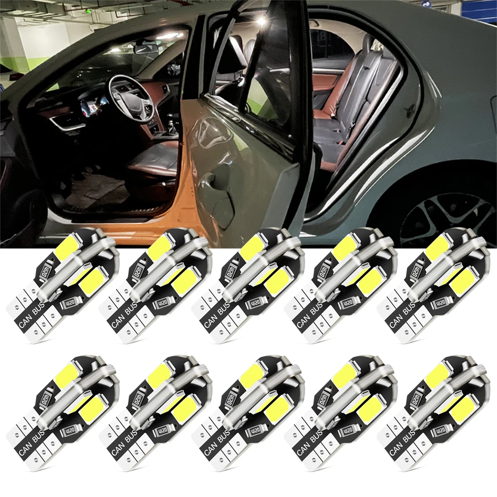 10 Pz Canbus W5W Led T10 Car Light 6000K Lampadina Bianca 12V Per Seat Ibiza 6J 6L Fr Ateca Altea Xl Leon 2 Ateca Fr Ibiza Alhambra