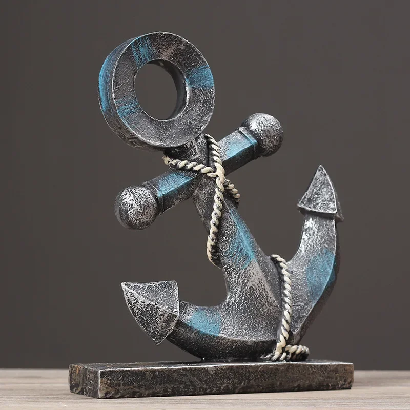 Stile Mediterraneo Retro Resin Boat Anchor Model Home Decor Creative Fashion Tv Cabinet Portico Ornament Modern Simple Decoration