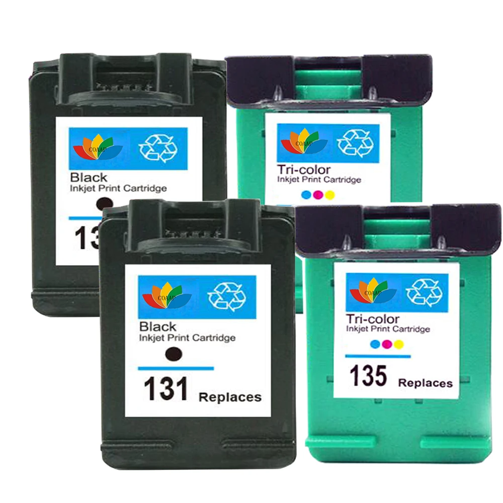 4 Pk Riempito Cartuccia Di Inchiostro Per Compatibile Hp131 135 Deskjet 460 5743 5940 5943 6843 Photosmart 2573 2613 8753 Psc 1600 1613