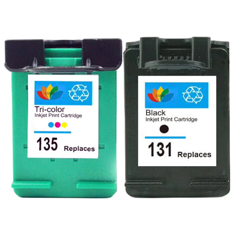 2Pcs Rigenerate Cartucce Di Inchiostro Per Hp 131 135 Deskjet 460 5743 5940 5943 6843 6940 Photosmart 2573 2613 8753 Psc 1600 1613
