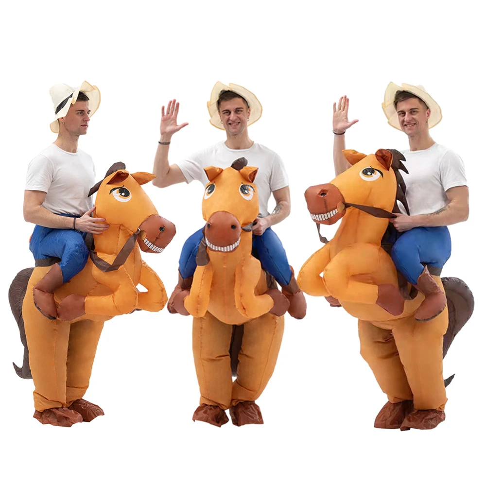 Cowboy Riding Horse Costume Gonfiabile Halloween Carnival Party Stage Show Masquerade Riding Game Competition Toy Clothes